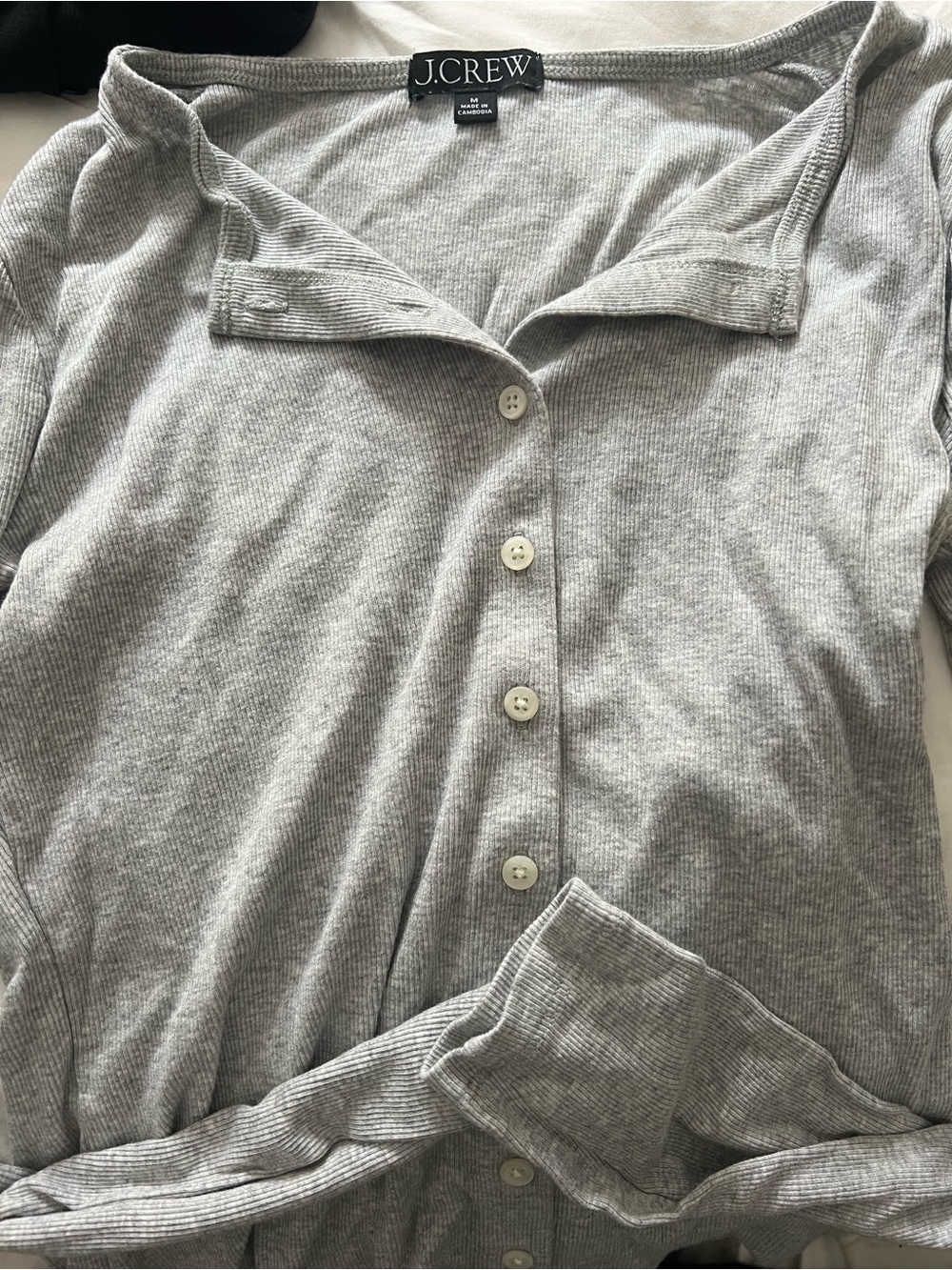 J.crew Fine rib knit gray cardigan